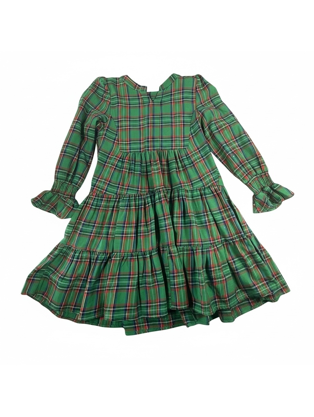 SHOP THE MINT Girls Green Plaid Christmas Dress with Tiered Skirt Sz 8/10
